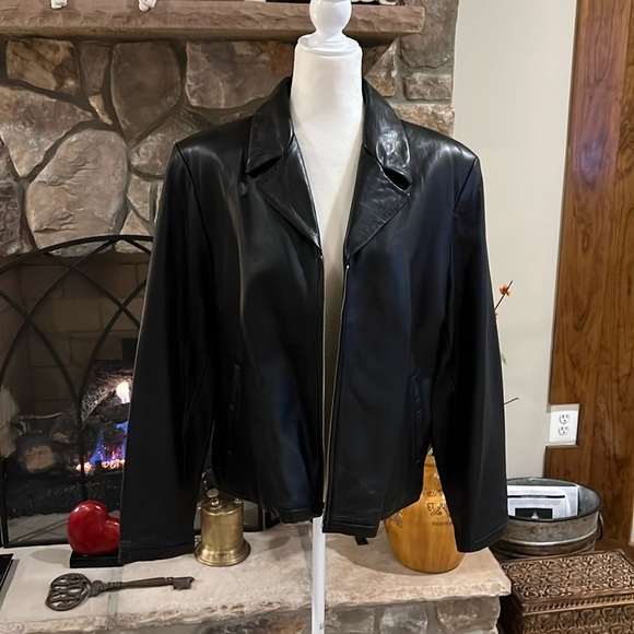 Women’s Kenneth Cole Reaction leather waist jacket, front zip, NWOT, XL - Picture 1 of 7